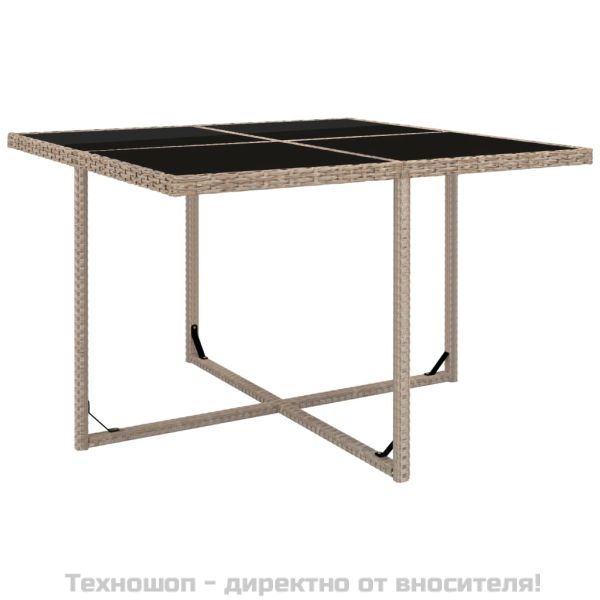 Градински комплект с възглавници, 9 части, бежов полиратан