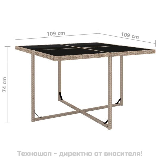 Градински комплект с възглавници, 9 части, бежов полиратан