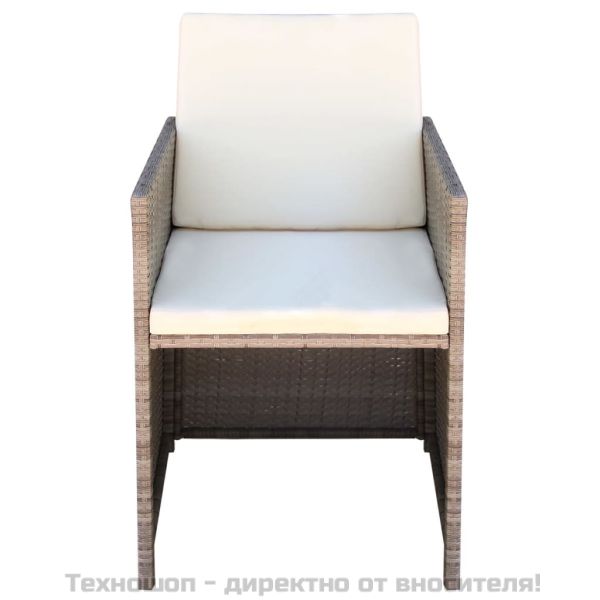 Градински столове с възглавници, 2 бр, полиратан, бежови