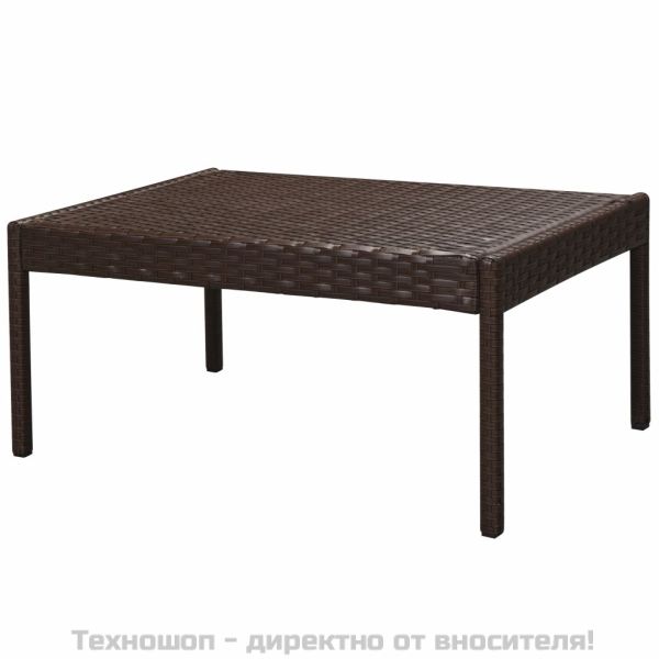 Градински комплект с възглавници, 6 части, кафяв полиратан