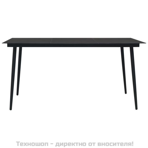 Градински трапезен комплект 7 части памучно въже стомана черен