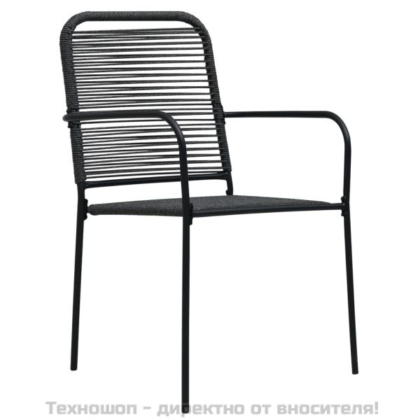 Градински трапезен комплект 7 части памучно въже стомана черен