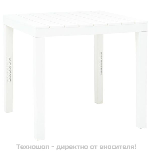 Градинска маса с 2 пейки, пластмаса, бяла