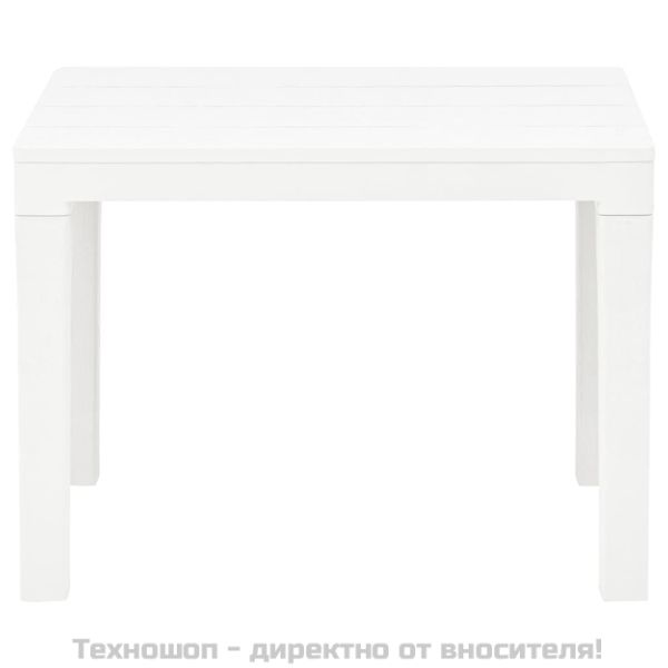 Градинска маса с 2 пейки, пластмаса, бяла