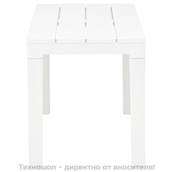 Градинска маса с 2 пейки, пластмаса, бяла