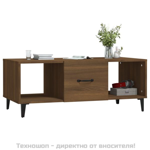 Кафе маса, кафяв дъб, 102x50x40 см, инженерно дърво