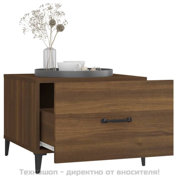 Кафе маси с метални крака 2 бр кафяв дъб 50x50x40 см