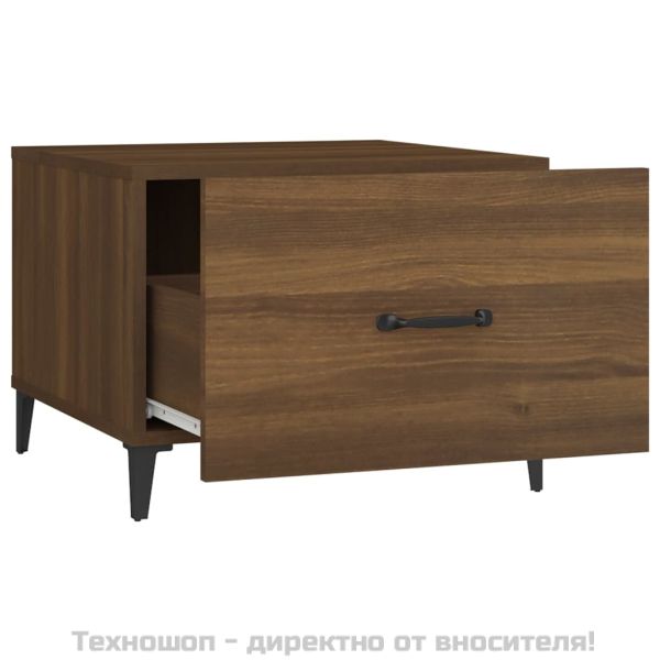 Кафе маси с метални крака 2 бр кафяв дъб 50x50x40 см