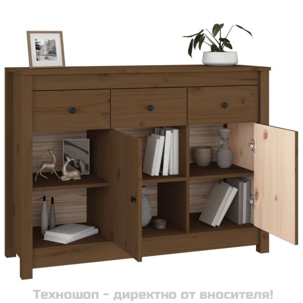 Сайдборд, меденокафяв, 100x35x74 см, бор масив