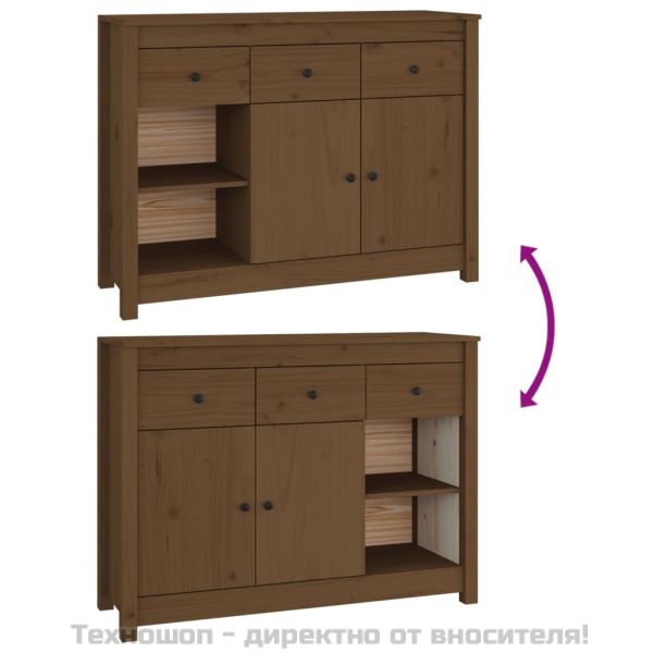 Сайдборд, меденокафяв, 100x35x74 см, бор масив