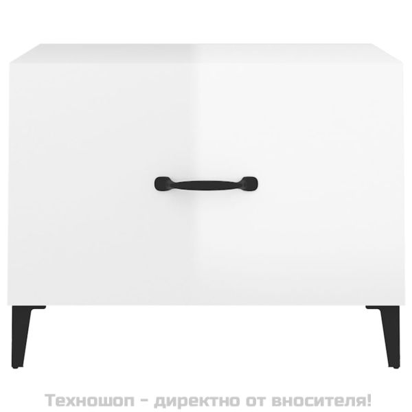 Маса за кафе с метални крака 2 бр Бял гланц 50x50x40 см