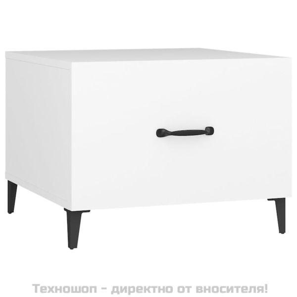 Маса за кафе с метални крака 2 бр Бял 50x50x40 см