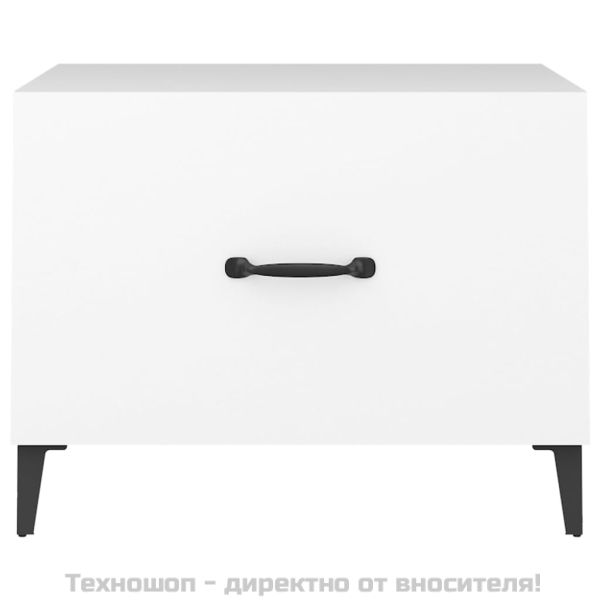 Маса за кафе с метални крака 2 бр Бял 50x50x40 см