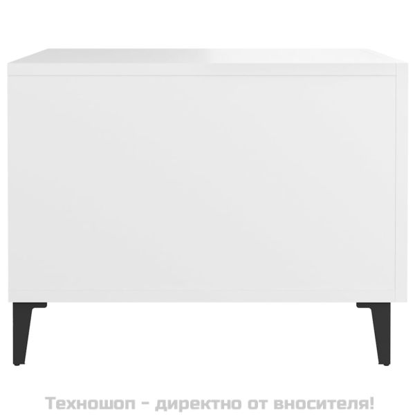 Маса за кафе с метални крака 2 бр Бял 50x50x40 см