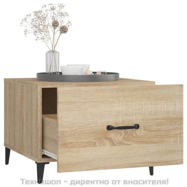 Маса за кафе с метални крака 2 бр Дъб сонома 50x50x40 см