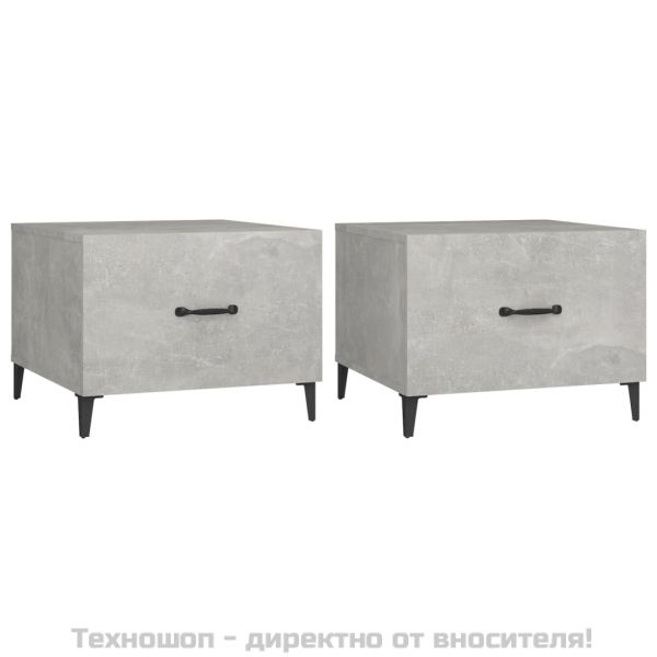 Маса за кафе с метални крака 2 бр Бетонно сиво 50x50x40 см