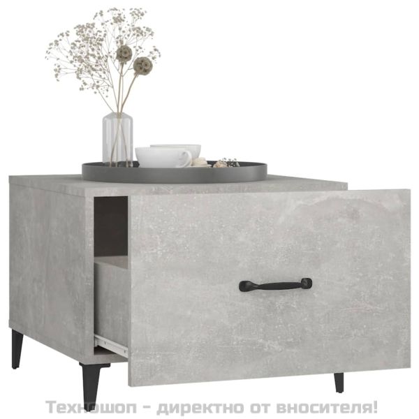 Маса за кафе с метални крака 2 бр Бетонно сиво 50x50x40 см