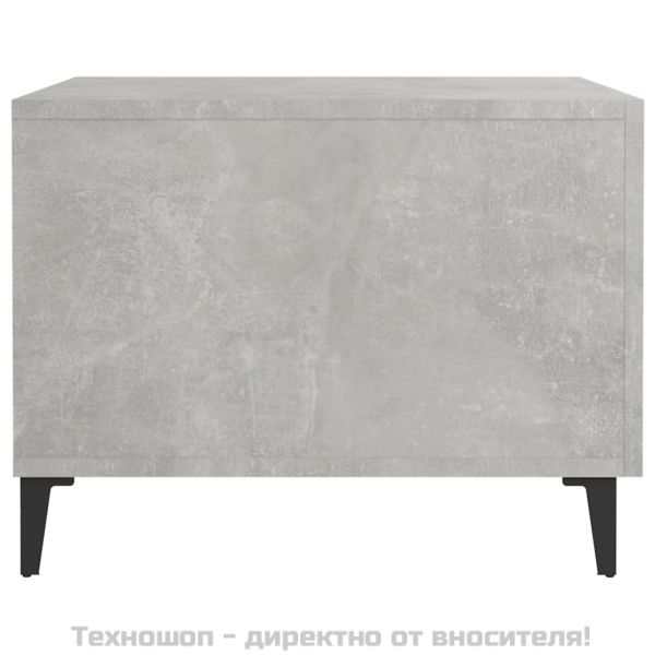 Маса за кафе с метални крака 2 бр Бетонно сиво 50x50x40 см