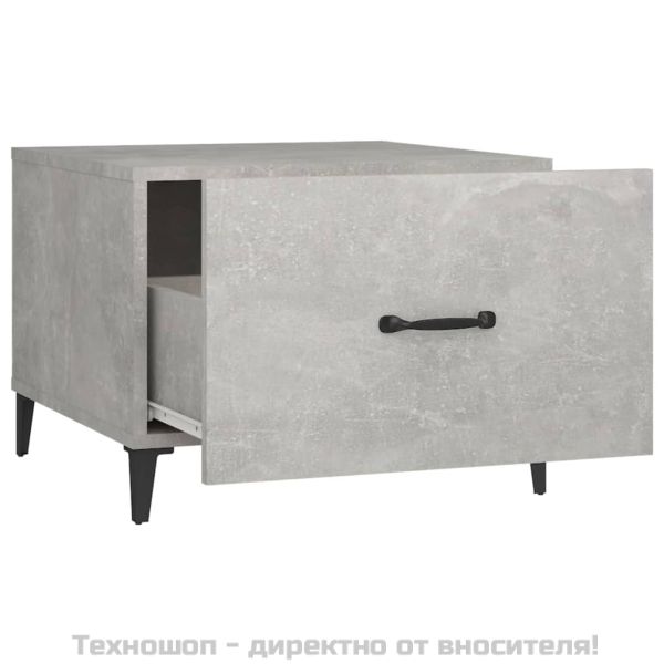 Маса за кафе с метални крака 2 бр Бетонно сиво 50x50x40 см