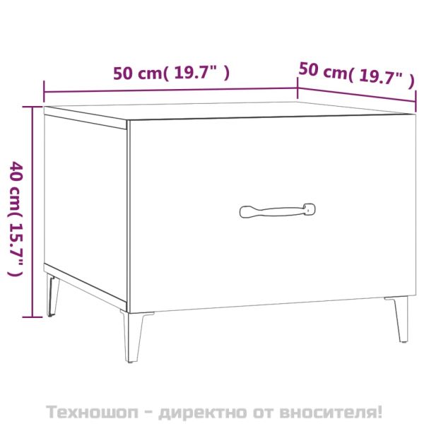 Маса за кафе с метални крака 2 бр Бетонно сиво 50x50x40 см