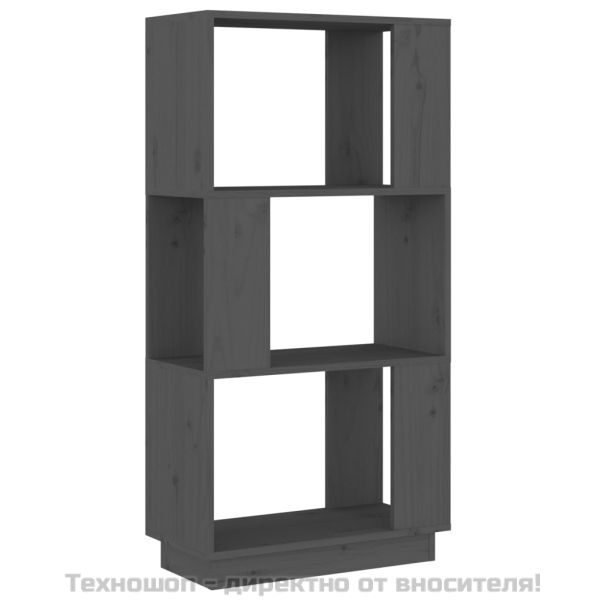 Библиотека/разделител за стая, сива, 51x25x101 см, бор масив