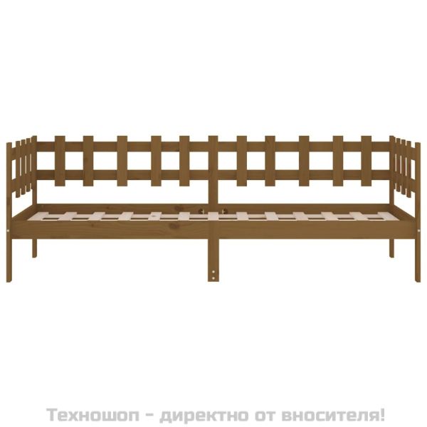 Дневно легло, меденокафяво, борово дърво масив, 90x200 см