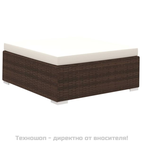 Градински комплект с възглавници, 12 части, кафяв полиратан