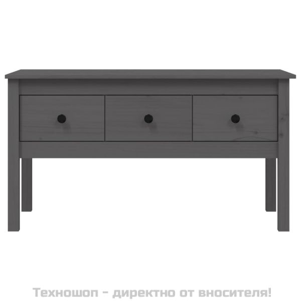 Кафе маса, Сиво, 102x49x55 см, борово дърво масив