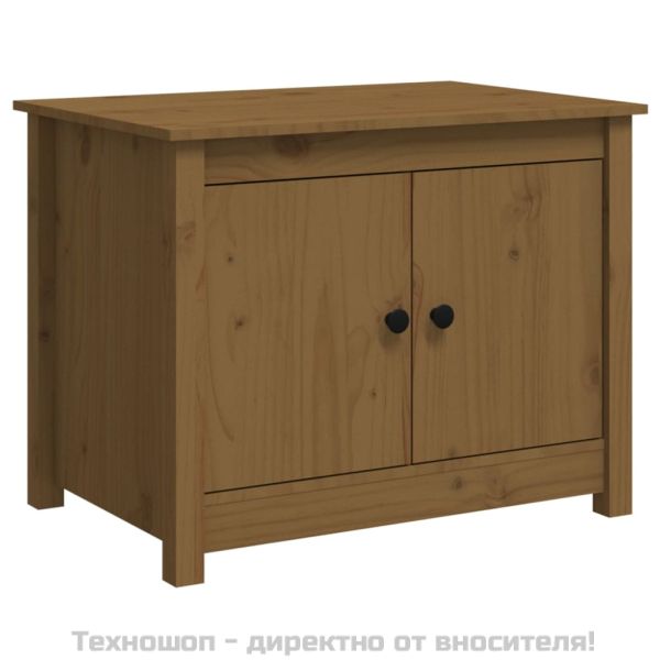 Кафе маса, меденокафява, 71x49x55 см, борово дърво масив