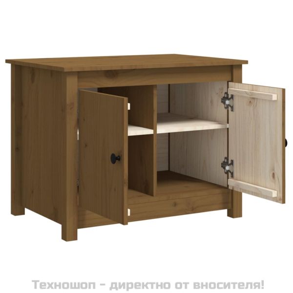 Кафе маса, меденокафява, 71x49x55 см, борово дърво масив