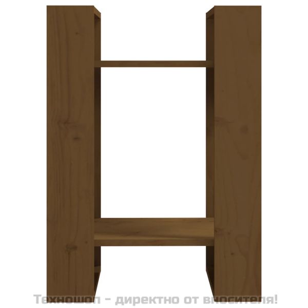 Библиотека/разделител за стая, меденокафява, 41x35x57 см, бор