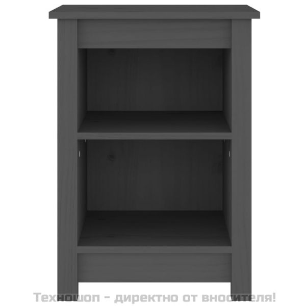 Нощни шкафчета, 2 бр, сиви, 40x35x55 см, борово дърво масив