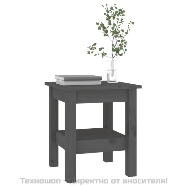 Кафе маса, Сиво, 35x35x40 см, борово дърво масив