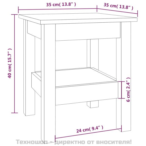 Кафе маса, Сиво, 35x35x40 см, борово дърво масив