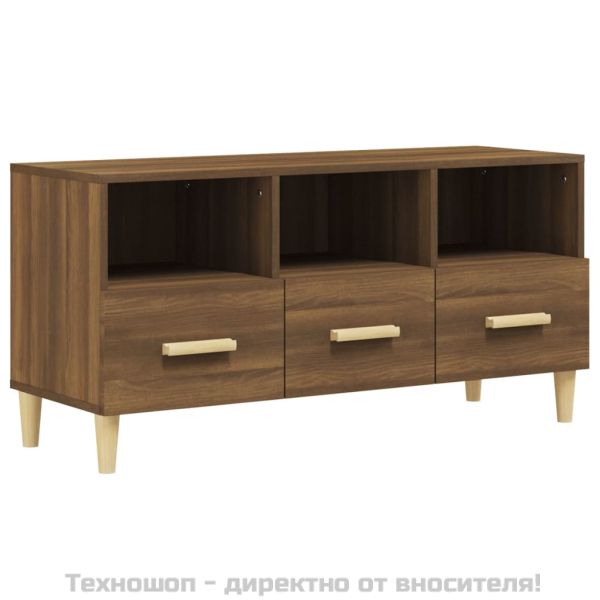 ТВ шкаф, кафяв дъб, 102x36x50 см, инженерно дърво
