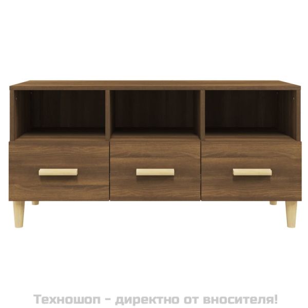 ТВ шкаф, кафяв дъб, 102x36x50 см, инженерно дърво