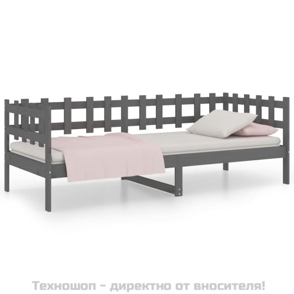 Дневно легло, сиво, 80x200 см, борово дърво масив