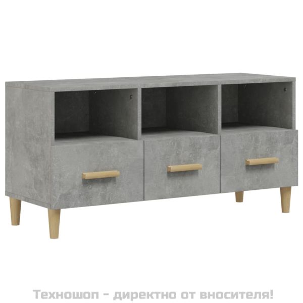 ТВ шкаф, бетонно сив, 102x36x50 см, инженерно дърво