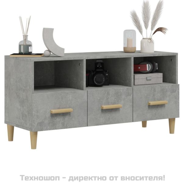 ТВ шкаф, бетонно сив, 102x36x50 см, инженерно дърво