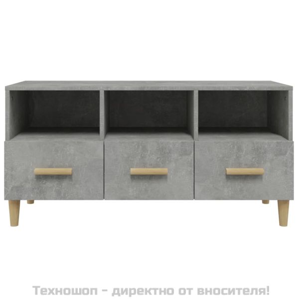 ТВ шкаф, бетонно сив, 102x36x50 см, инженерно дърво