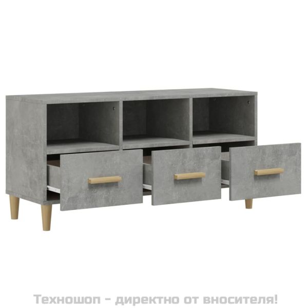ТВ шкаф, бетонно сив, 102x36x50 см, инженерно дърво