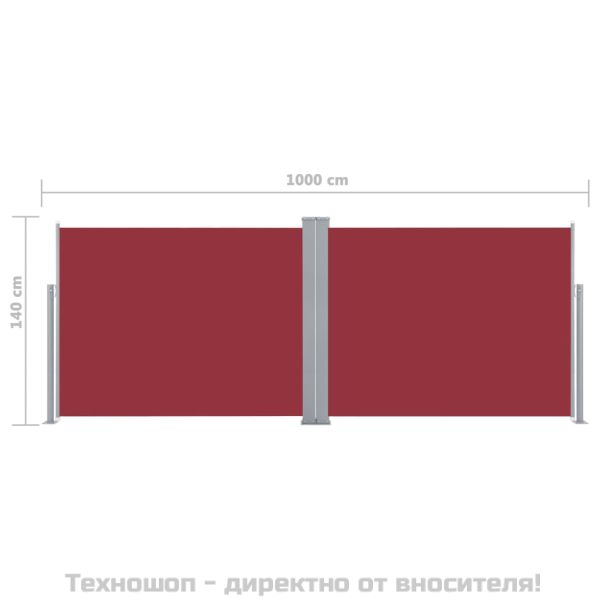 Прибираща се странична тента, червена, 140x1000 см
