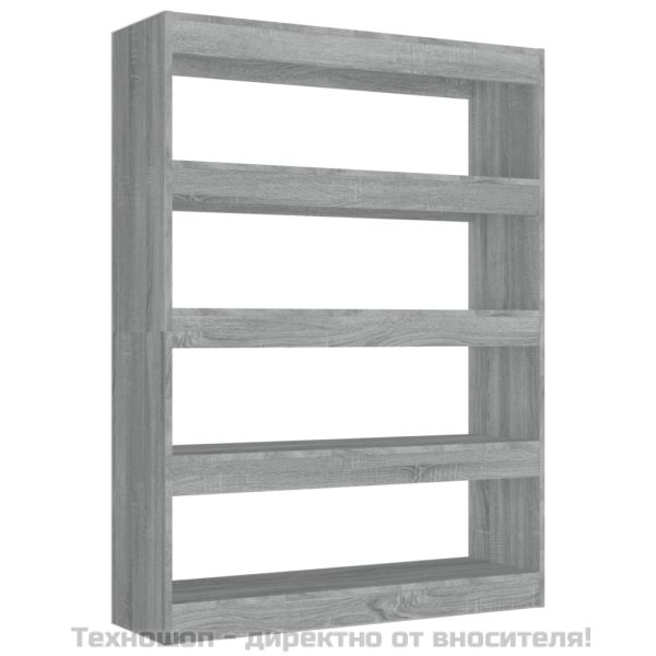 Библиотека/разделител за стая, сив сонома, 100x30x135 см