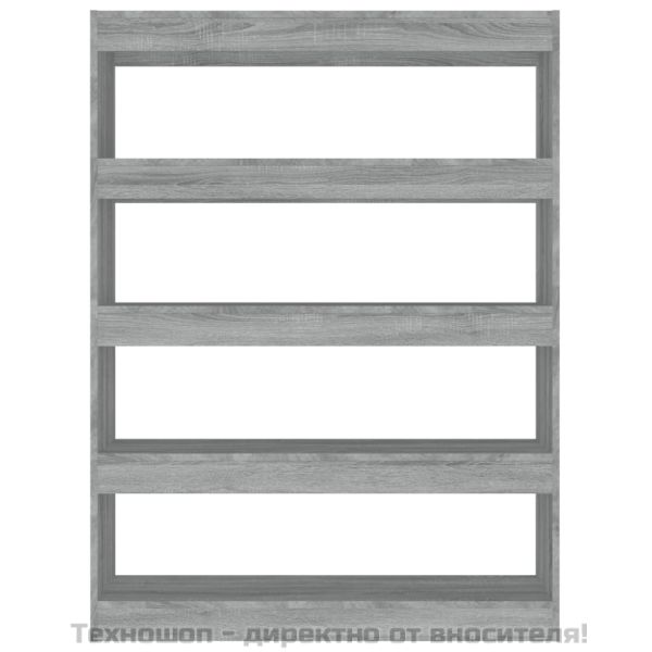 Библиотека/разделител за стая, сив сонома, 100x30x135 см