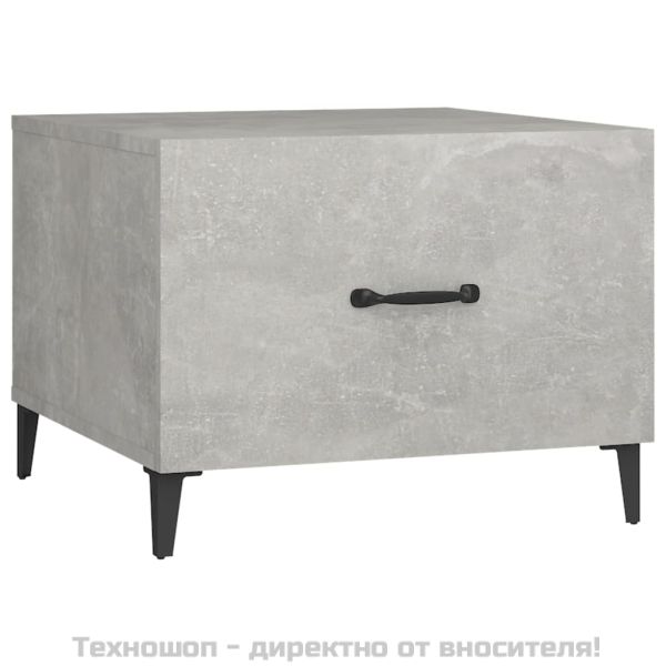 812734 Маса за кафе с метални крака, Бетонно сиво, 50x50x40 см