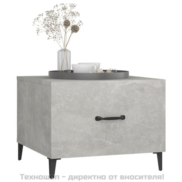812734 Маса за кафе с метални крака, Бетонно сиво, 50x50x40 см