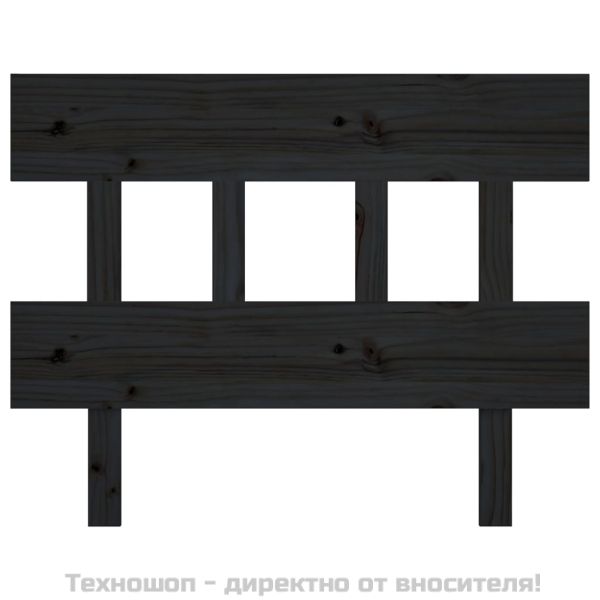 Горна табла за легло, черна, 103,5x3x81 см, бор масив