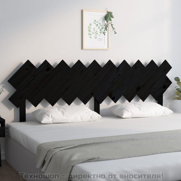 Горна табла за легло, черна, 196x3x80,5 см, бор масив