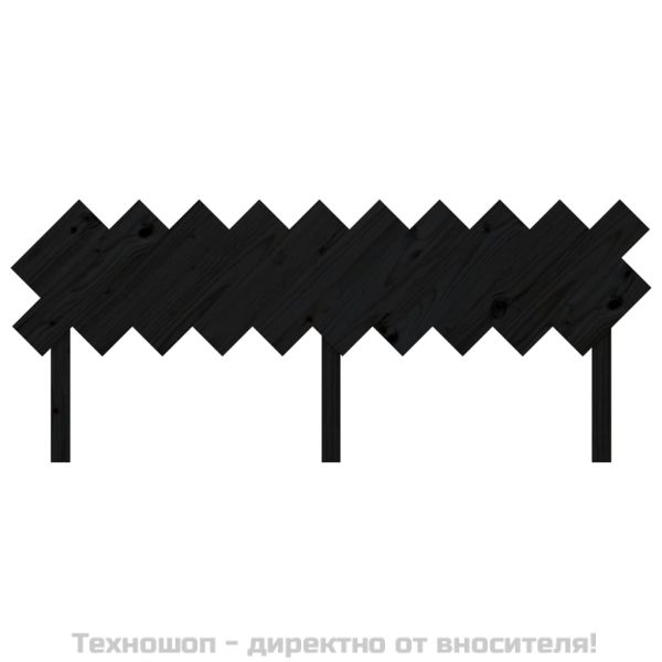 Горна табла за легло, черна, 196x3x80,5 см, бор масив