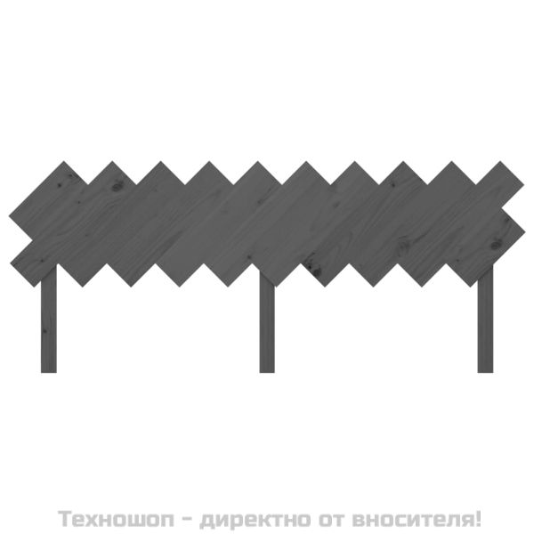 Горна табла за легло, сива, 196x3x80,5 см, бор масив